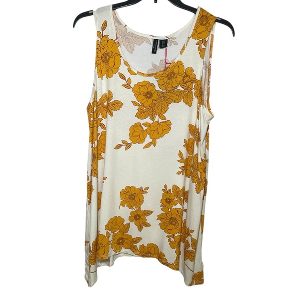 Cynthia Rowley white with yellow floral print sleeveless top sz 1X - Picture 1 of 5